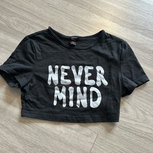 ROMWE Black Crop Top with White Print